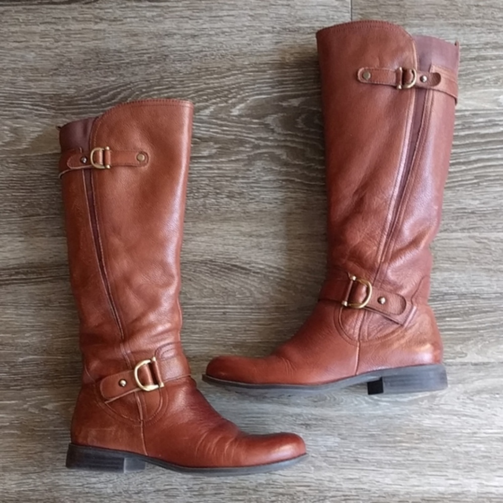 Naturalizer Jillian Leather Riding Boots Brown 8.5